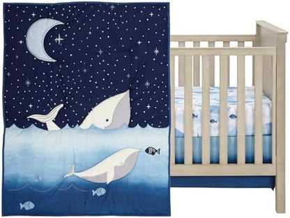 Lambs & Ivy Bubbles & Squirt 3-Piece Whale/Ocean Aquatic Baby Crib Bedding Set