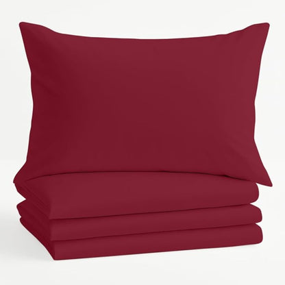 Comfort Beddings King Pillowcases Set of 4 – 100% Organic Cotton, 600 Thread Count Sateen, Soft & Comfy Pillow Covers with Envelope Closure, Burgundy, King Size 20 x 36 Inches