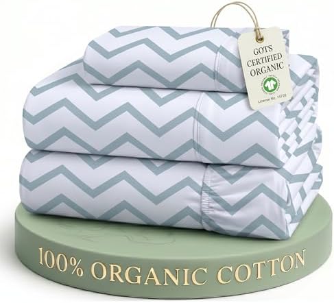 LANE LINEN Twin XL Sheets 100% Organic Cotton Cooling Soft 3pc - Chevron