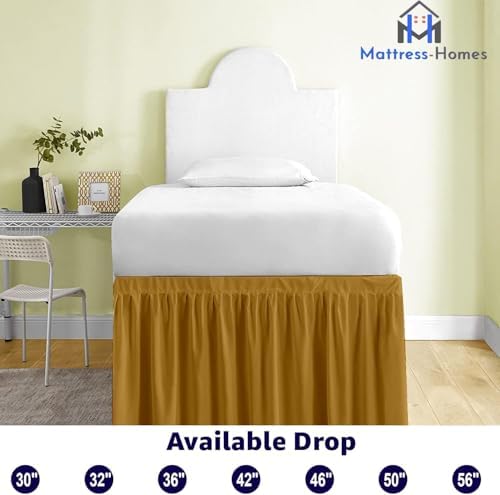 Mattress-Homes Ruffled Dorm Bed Skirt, Twin XL, 38-Inch Drop, Tailored with Split Corners, Taupe Dust Ruffle for Lofted College Beds, Twin Extra Long Dorm Bedding Essential