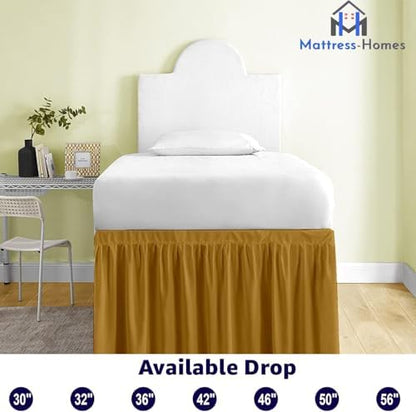 Mattress-Homes Ruffled Dorm Bed Skirt, Twin XL, 38-Inch Drop, Tailored with Split Corners, Taupe Dust Ruffle for Lofted College Beds, Twin Extra Long Dorm Bedding Essential