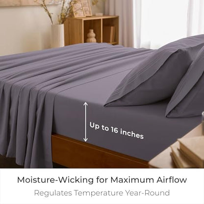 Mellanni Iconic 4-Piece, Ultra Soft Sheet Set (California King, Hazy Lilac)