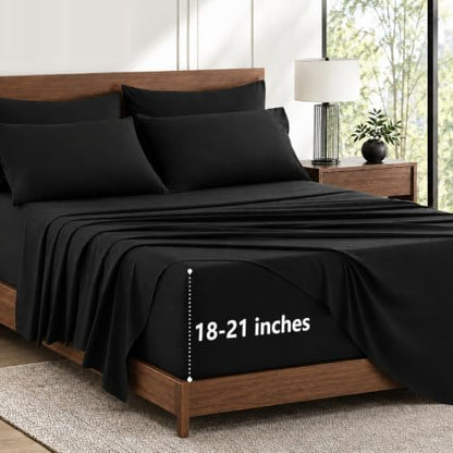 CozyLux Twin Sheet Set 4-Piece, 21-Inch Deep Pocket, Soft Brushed Feel
