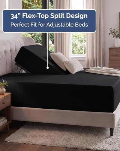 CGK Linens Extra Deep Flex Top Split Head King Fitted Sheet Only - Black