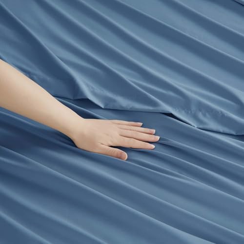 Clara Clark Twin XL Sheets, 5 Piece Set - Hotel Luxury Bed Sheets, Super Soft Bedding Set, Twin XL Size, Blue Heaven