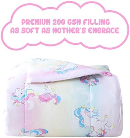 Yibeizi Unicorn Comforter Set Full Rainbow Lightweight Bedding