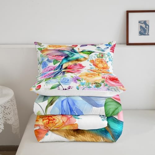 Feelyou Hummingbird Bedding Set King Size 3Pcs for Kids Boys Girls