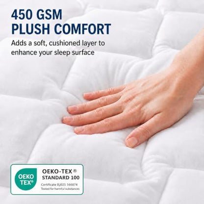 CozyLux Cal King Mattress Pad, Cotton Top, 450 GSM Down Alternative Fill