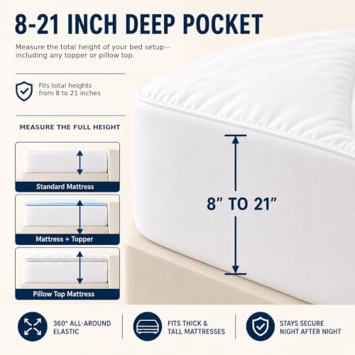 CozyLux Twin Mattress Pad, Cotton Top, 450 GSM Down Alternative Fill