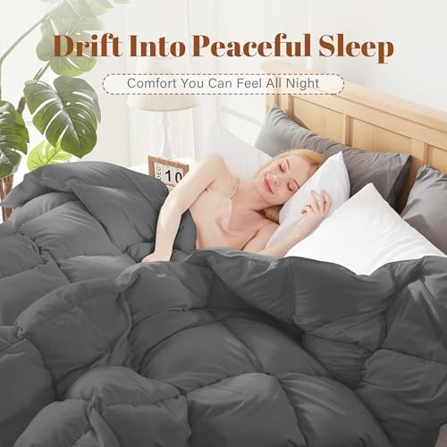Cosybay Feather Down Fiber Comforter Queen Size, 100% Cotton Cover