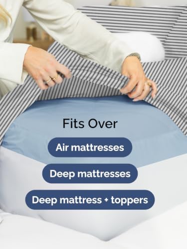 Extra Deep Pocket Full Size Sheet Set - Breathable & Cooling - Grey Stripes