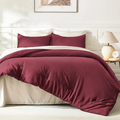 Litanika Burgundy Oversized King Comforter Set, 3 Pcs Lightweight Bedding
