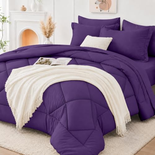 FUANNA Queen Comforter Set 7 Pieces, Luxury Bedding Set, Soft Bed in a Bag