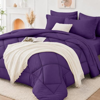 FUANNA Queen Comforter Set 7 Pieces, Luxury Bedding Set, Soft Bed in a Bag