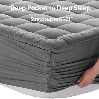 EASELAND Twin Size Mattress Pad Cotton Pillow Top Single Mattress Topper