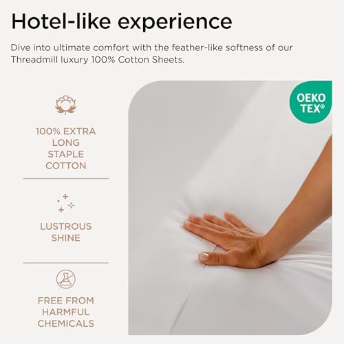 Threadmill 600 Thread Count Cotton Cal King Sheet Set, Sateen, White