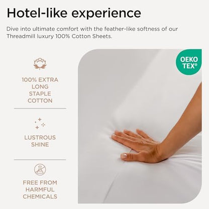 Threadmill 600 Thread Count Cotton Cal King Sheet Set, Sateen, White
