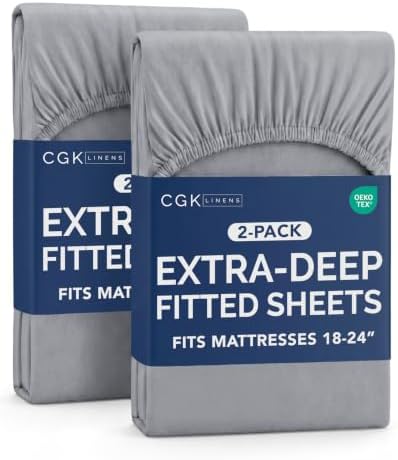 CGK Linens 2 Pack Extra Deep Full Fitted Sheets - Steel Blue