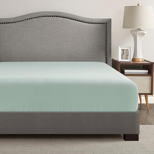 Comfort Spaces Coolmax Moisture Wicking Fitted Sheet ONLY Super Soft, Fade Resistant, All Elastic Deep Pocket Fits Up to 16" Mattress - Warm Weather Cooling Sheets for Night Sweats, King, Aqua