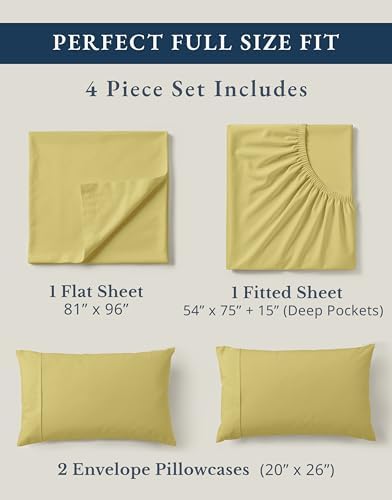 LANE LINEN Full Size Bed Sheets 100% Organic Cotton Soft 4pc - Cocoon