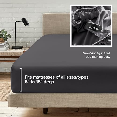 Bare Home Queen Fitted Sheet - 1800 Ultra-Soft (Queen, Forged Iron Grey)