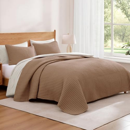 Oversized King Quilt-Brown Lightweight Bedspreads Quilt Bedding Set