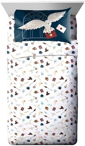Harry Potter Twin Comforter Set 5 Piece Soft Hogwarts Bedding, Grey