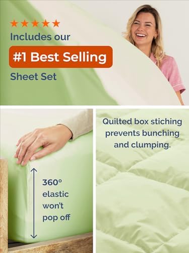 King Comforter Set - Light Sage Green All Season Bedding - 3 Piece Bed Set