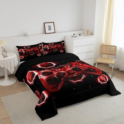 Feelyou Kids Red Gamer Comforter Set King Size for Boys Girls