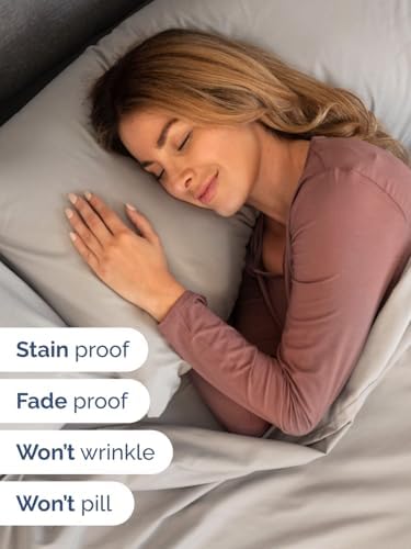 Extra Deep Full Sheet Set - 4 Piece Breathable Cooling Sheets - Light Grey