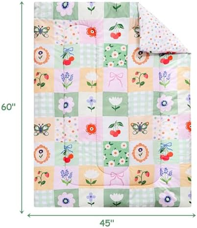 Mooreeke Toddler Bedding Sets for Girls,4 Pieces Floral Butterfly Printed