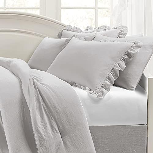 Lush Decor Reyna Ruffle Daybed 6 Piece Set 68" W x 92" L, Light Gray - Gray Bedding Set - Daybed Comforter Set - Ruffled Bedding - Coquette Decor