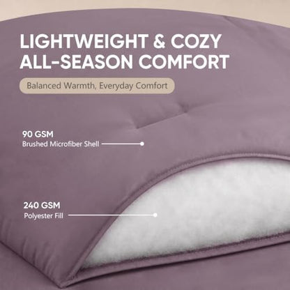 HIMEET Full Comforter Set, 7-Piece Point-Quilted Bed in a Bag, Dusty Purple