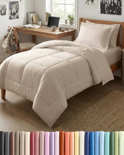 Twin XL Comforter Set - 5 Piece Bed in a Bag Twin XL Size Bed Set - Wheat