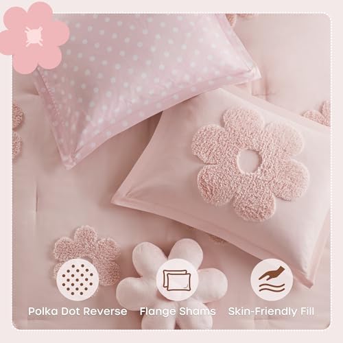 Intelligent Design Kids Pink Floral Queen Comforter Set for Girls, 4pc