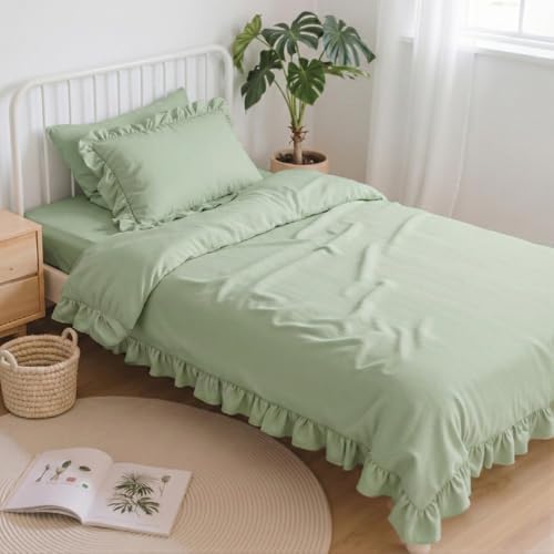 Anluoer Twin Comforter Set 5 Piece,Ruffle Bed in a Bag Twin Bedding Sets