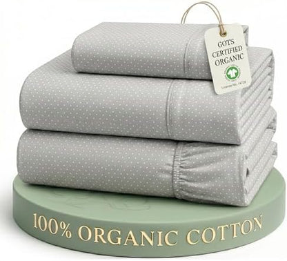 LANE LINEN Twin XL Sheet Set 100% Organic Cotton Cooling Soft - Snowdrop