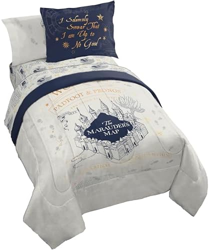 Harry Potter Full Comforter Set 7 Piece Soft Fantasy Bedding, Beige
