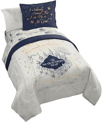Harry Potter Full Comforter Set 7 Piece Soft Fantasy Bedding, Beige