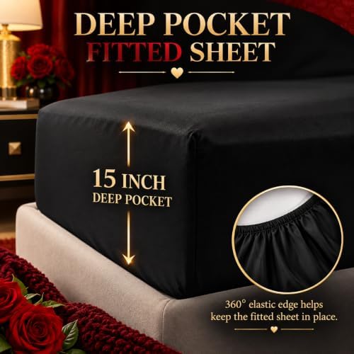 AILONEN 3D Oil Painting Red Rose Comforter Set Twin Size,7-Piece 3D Rose and Butterfly Pattern Bed in a Bag,Comforter & Fitted Sheet with Flat Sheet & 2 Pillowcases,2 Pillow Cases for Bedroom