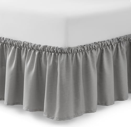 Casual Living Twin XL Bed Skirt, Ruffled Wrap-Around, 15" Drop, Grey