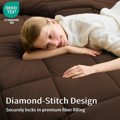 FUANNA Queen Comforter Set 7 Pieces, Brown Comforter, Soft Bed in a Bag