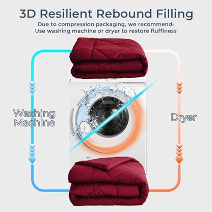 HEVUMYI 7-Piece Full Comforter Set, Red Bed in a Bag