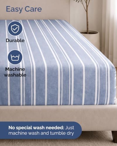 CGK Linens 2 Pack Extra Deep Full Fitted Sheets - Blue Stripes