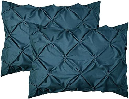 Elegant Comfort 2-Pack Sham Set Pinch Pleat Design, 1500 Premium Hotel Quality Microfiber, Stylish Design-Easy Care, Wrinkle and Stain Resistant, 2-Piece Sham Set, Pleated King, Navy