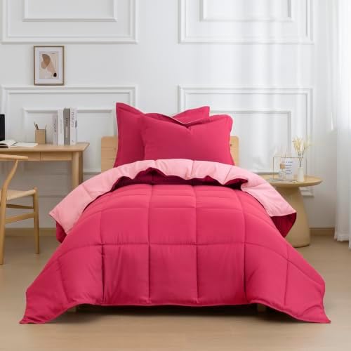 HIG 3pc Hot Pink Twin/Twin XL Bedding Comforter Set Duvet Insert Blanket