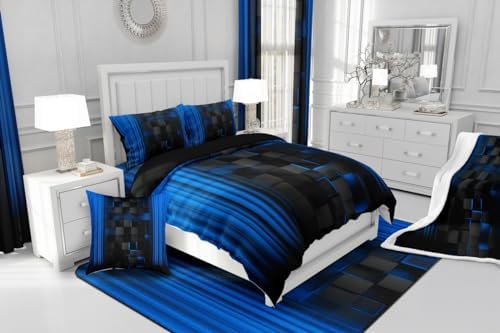 Feelyou Kids Blue and Black Comforter Set Ombre Bedding Set Full Size