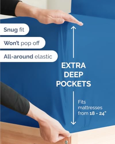 Extra Deep Flex Top Split Head King Sheet Set - 6pc Sheets - Royal Blue