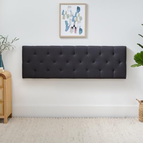 Lucid Mid-Rise Upholstered Headboard - Diamond Tufted - Padded Polyester - Adjustable Height from 34” to 46” - Easy Assembly - Bed Frame or Wall Mount - Sturdy - Charcoal - King / Cal King Size