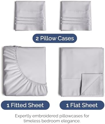 Full Size 4 Piece Sheet Set - Ultra Soft & Cooling Bed Sheets - Light Lilac